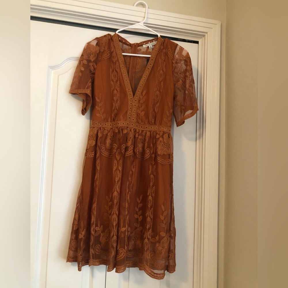 NWT Rust Orange Sheer Lace Dress